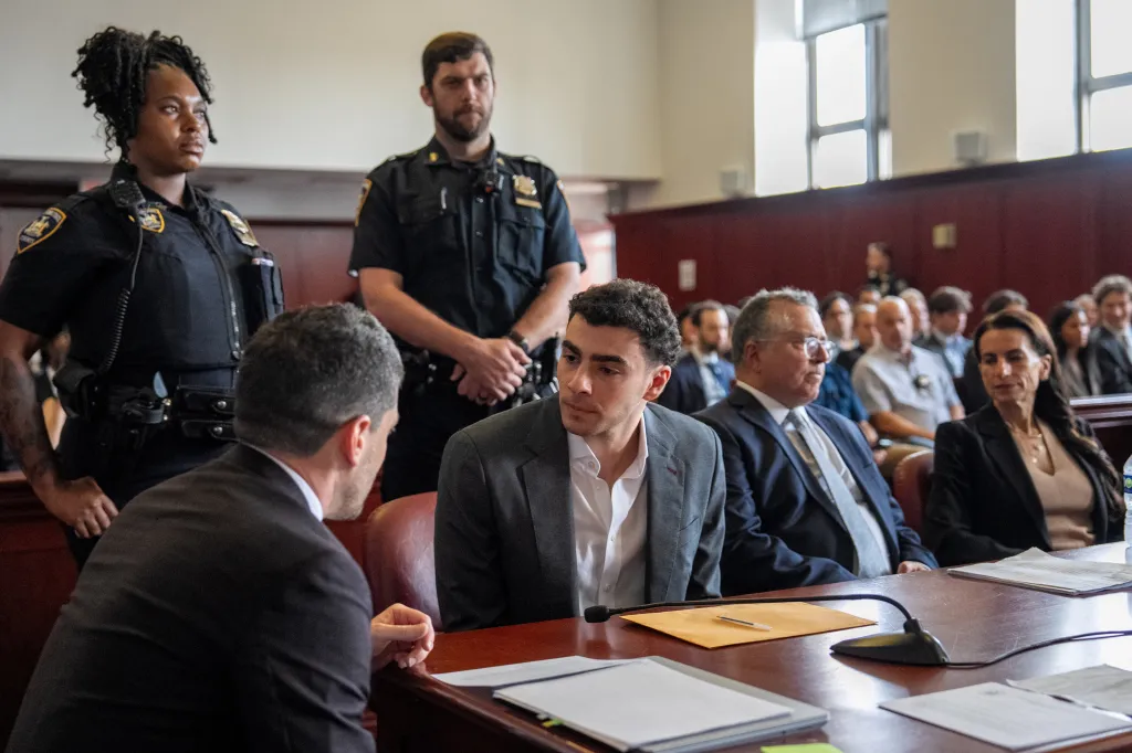 Luigi Mangione attending a pre-trial appearance at Manhattan Criminal Court.