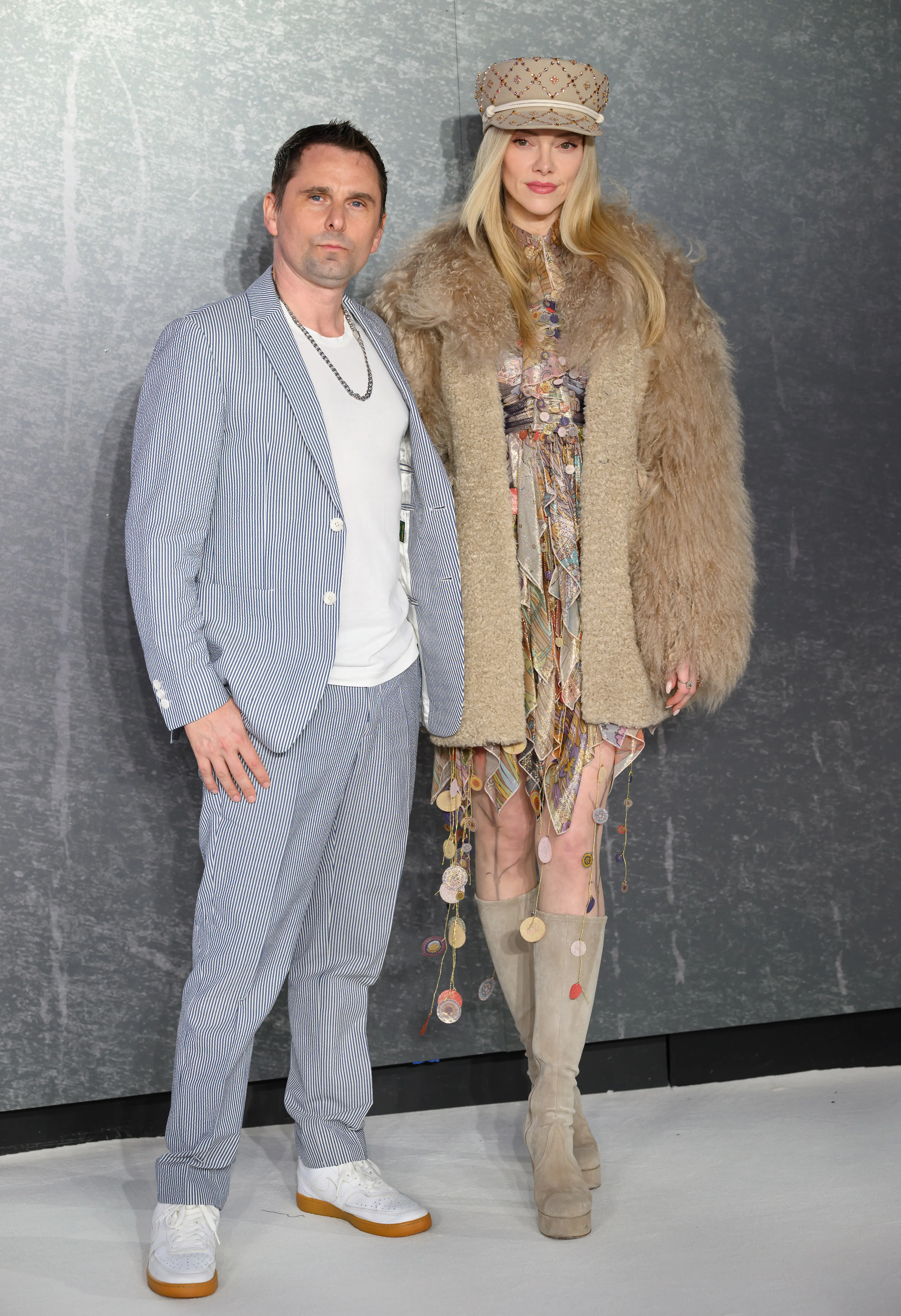Matthew Bellamy and Elle Evans attending the "MobLand" Global Premiere.