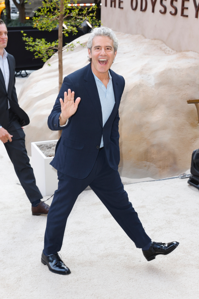 Andy Cohen on the red carpet of "The Odyssey" premiere in New York City.