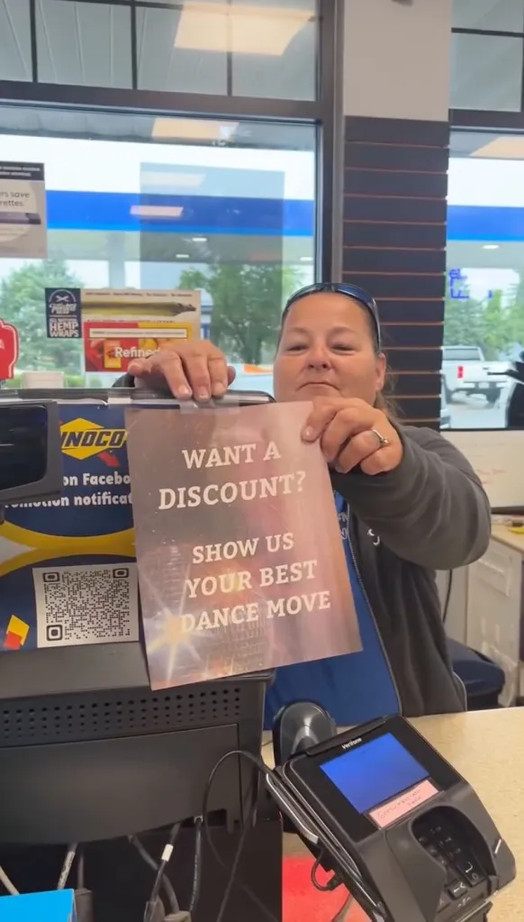 Customers dance for a discount at the Sunoco & Halfmoon Car Wash in Clifton Park, New York, on Thursday, July 30. The gas station offered customers a 20% discount on the condition that they showed their best dance moves. (https://www.facebook.com/profile.php?id=61559283571792&sk=photos)