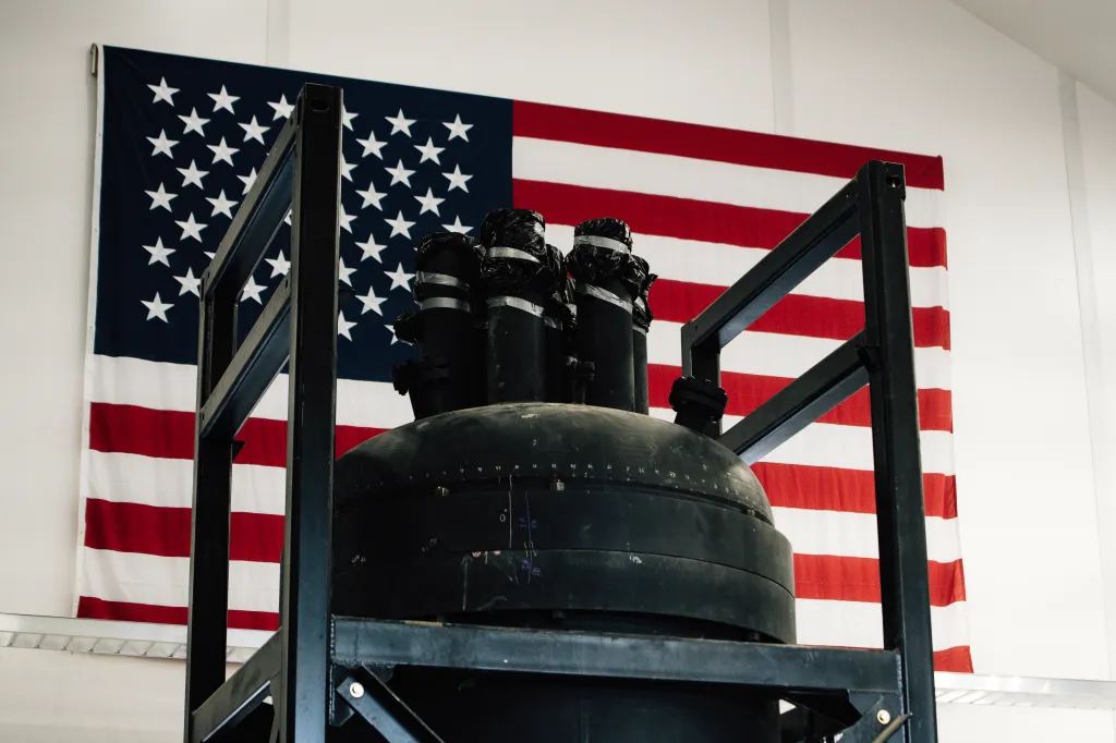 Novel AI powering technology, with a US flag in the background.