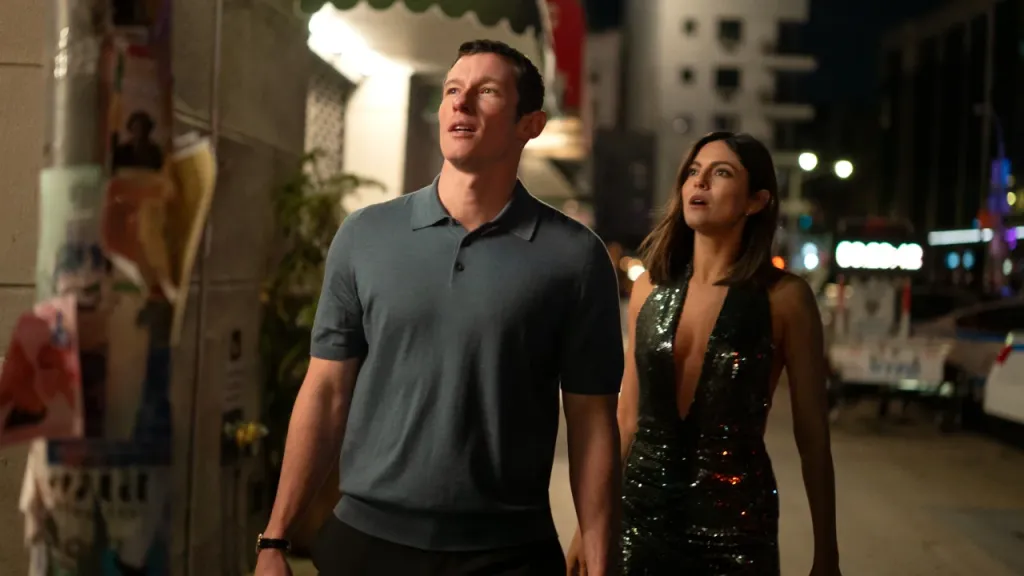 Monica Barbaro and Callum Turner in 