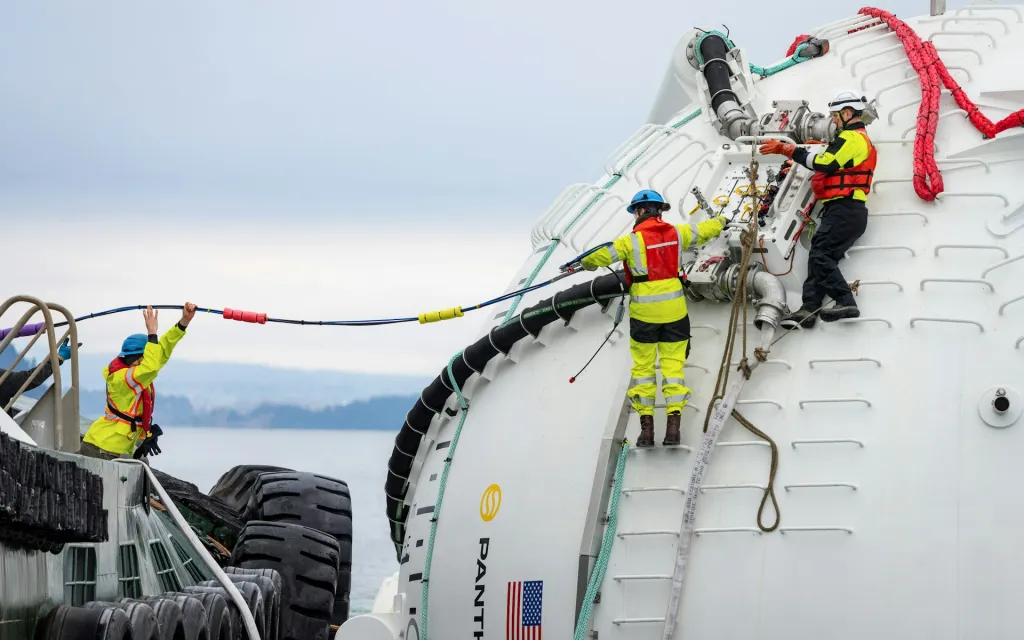 Workers on a Panthalassa floating AI data center.