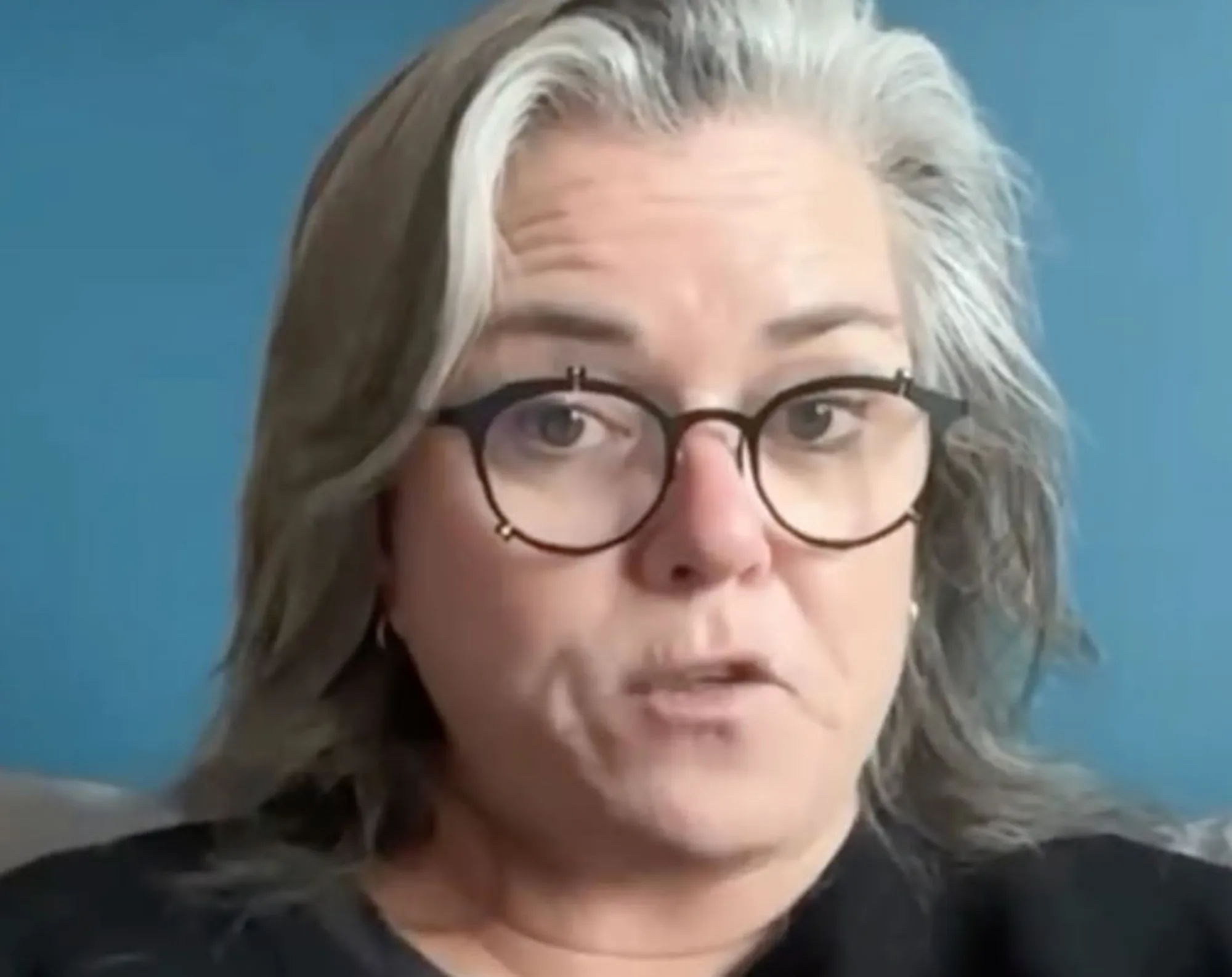 Rosie O'Donnell speaking to the camera.