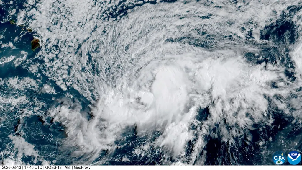 Satellite image of Tropical Storm Lala over the Pacific Ocean.