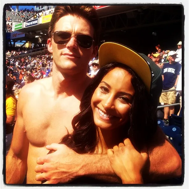 Scott Eastwood and Jewel Brangman at a baseball game.