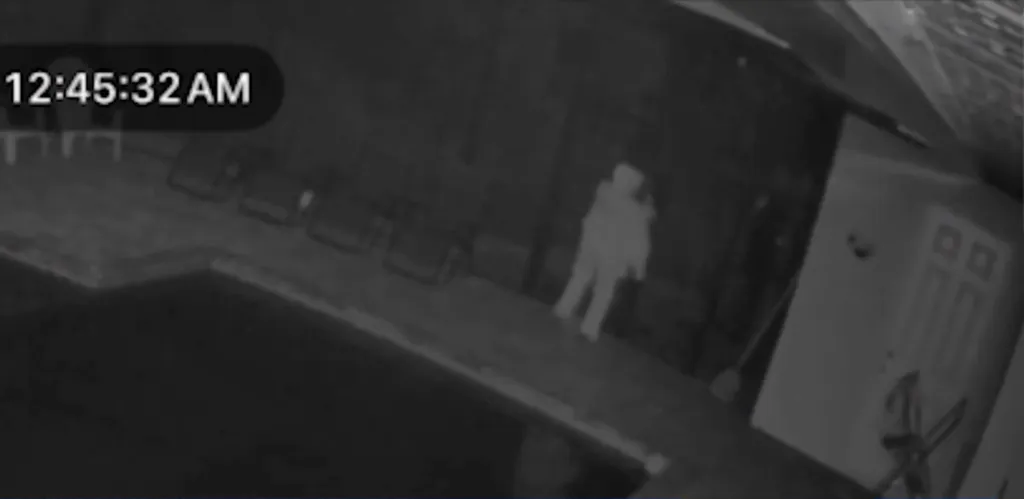 Security footage showing Sophia Cover leaving her home at 12:45 AM.