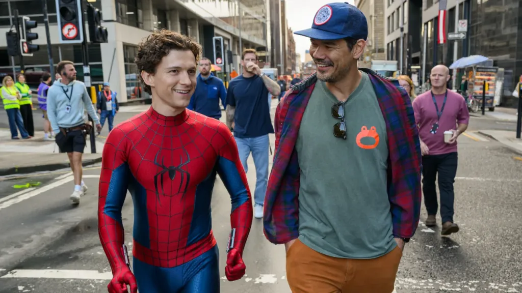 Tom Holland and Destin Daniel Cretton on the set of