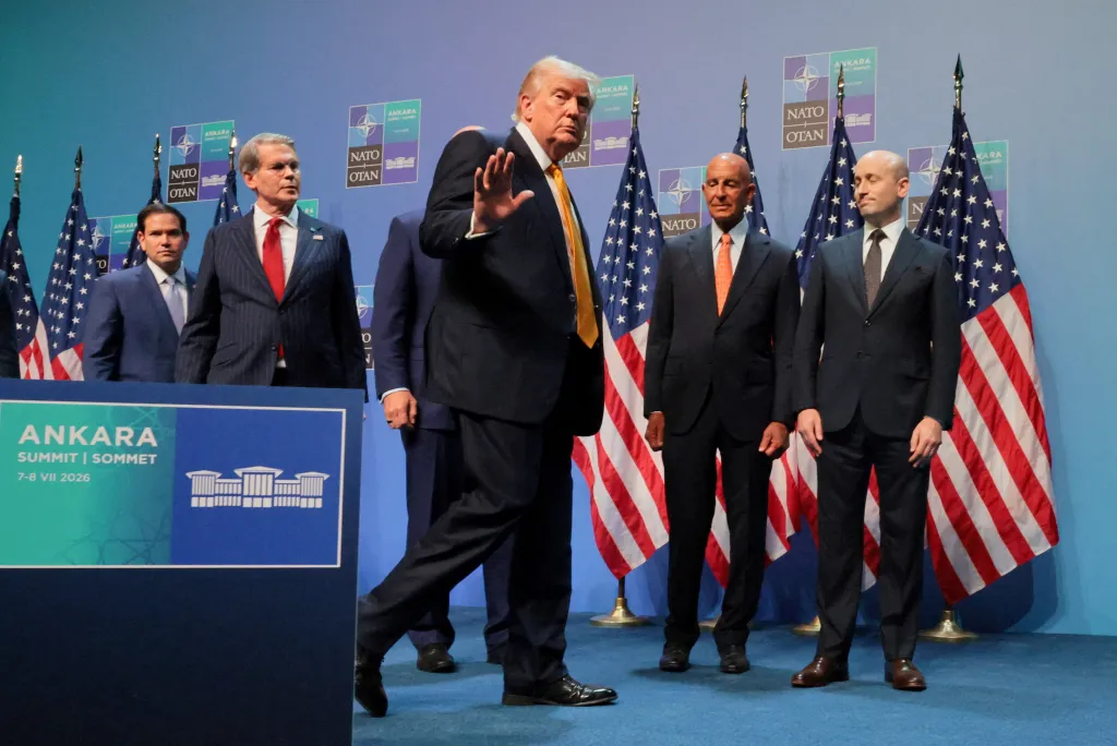 Donald Trump attending the NATO summit in Ankara, Turkey.