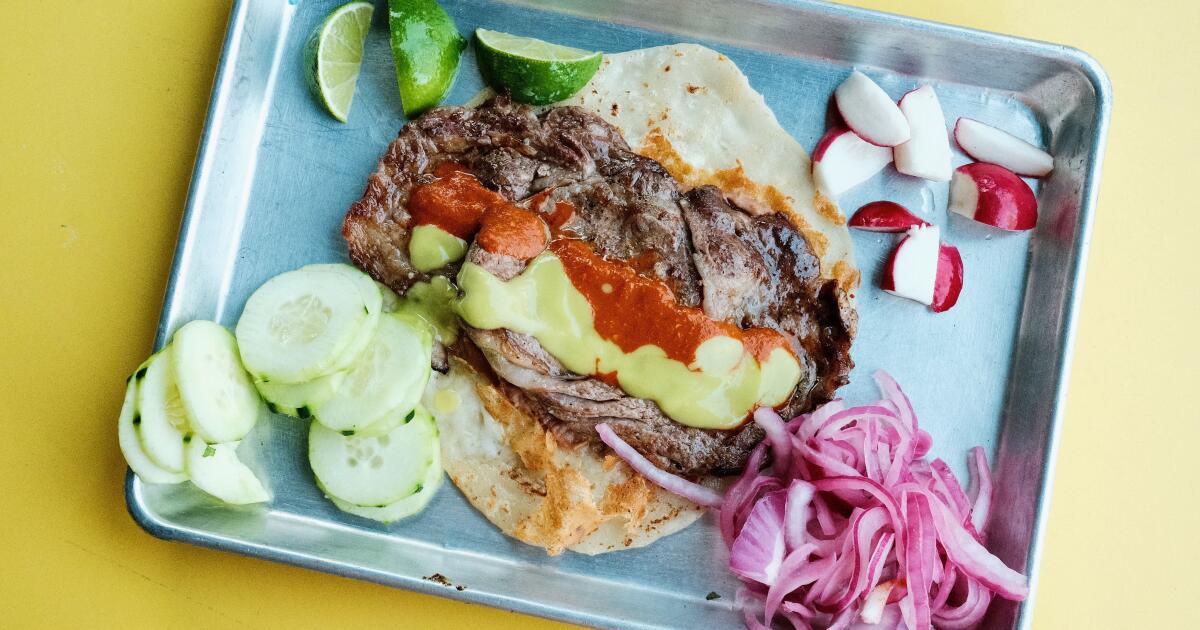 With fresh flour tortillas and mesquite meats, one of L.A.’s top taqueros debuts first restaurant