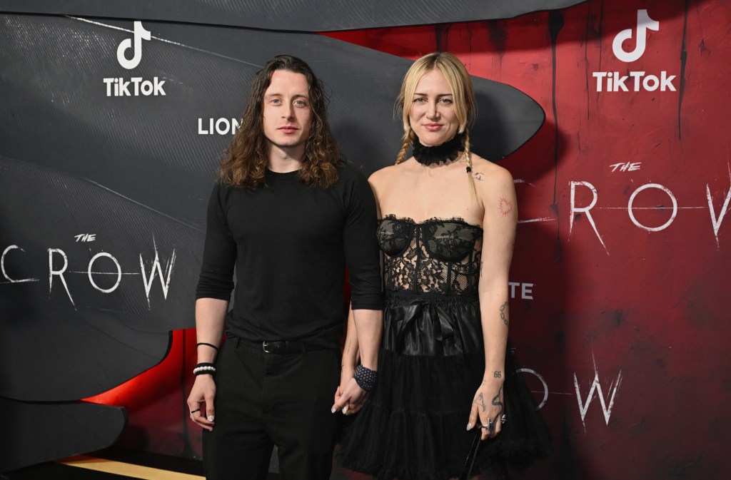 Rory Culkin and Sarah Scrivener attend "The Crow" premiere.