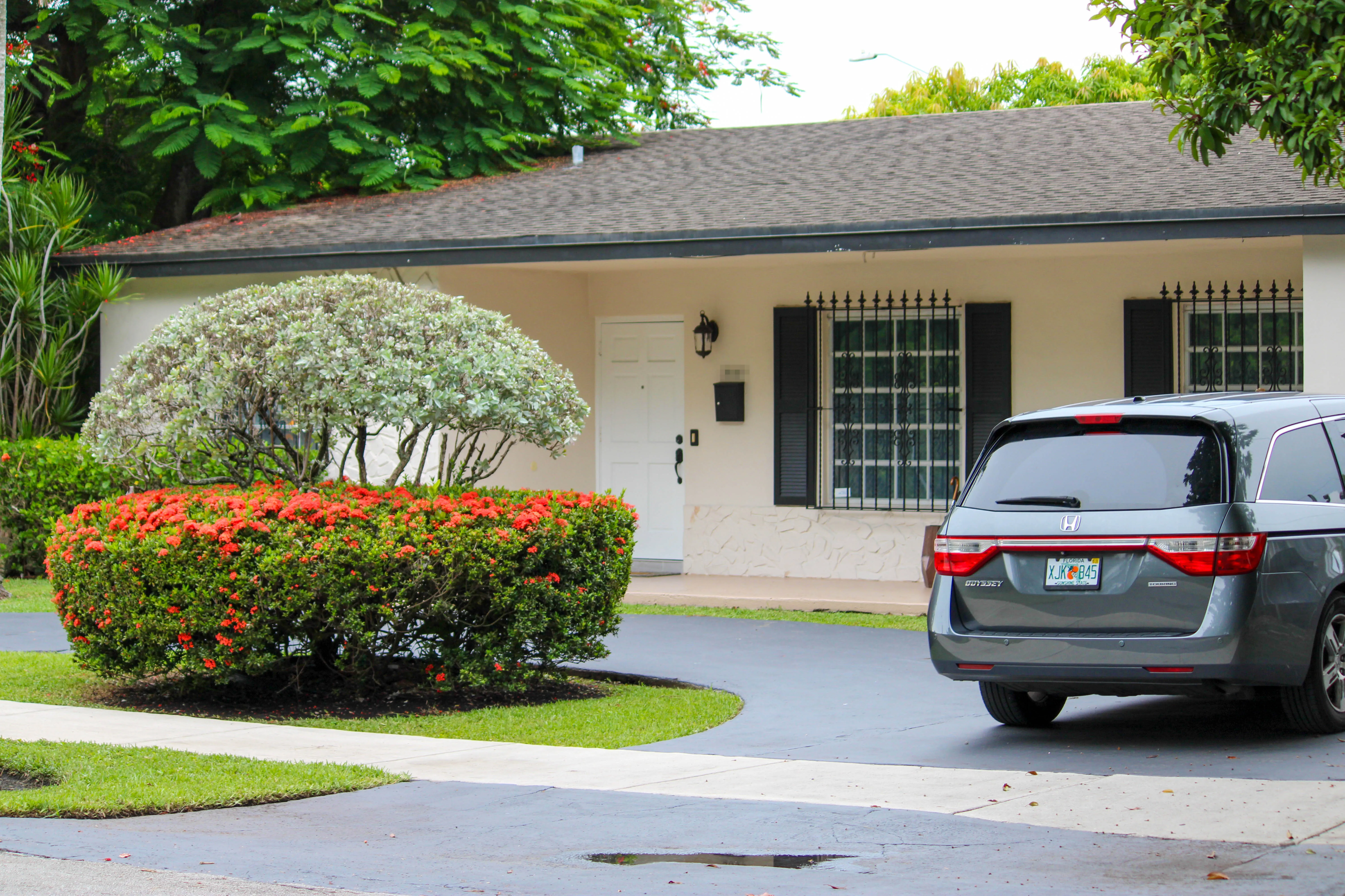 A vehicle parked outside Perez Hilton's Miami home.