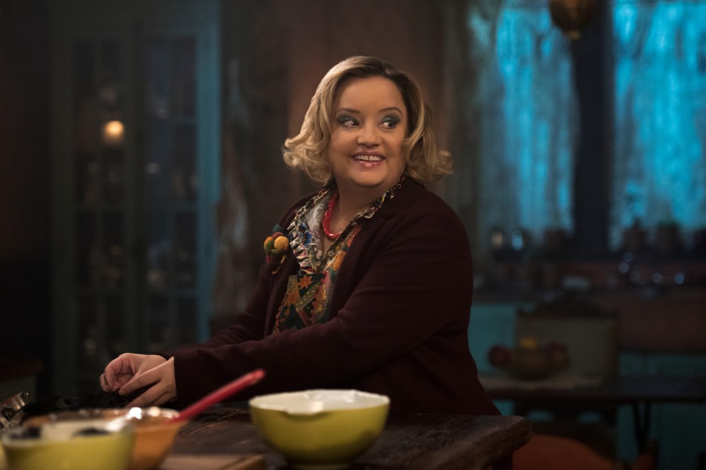 Lucy Davis as Hilda Spellman in "Chilling Adventures of Sabrina".