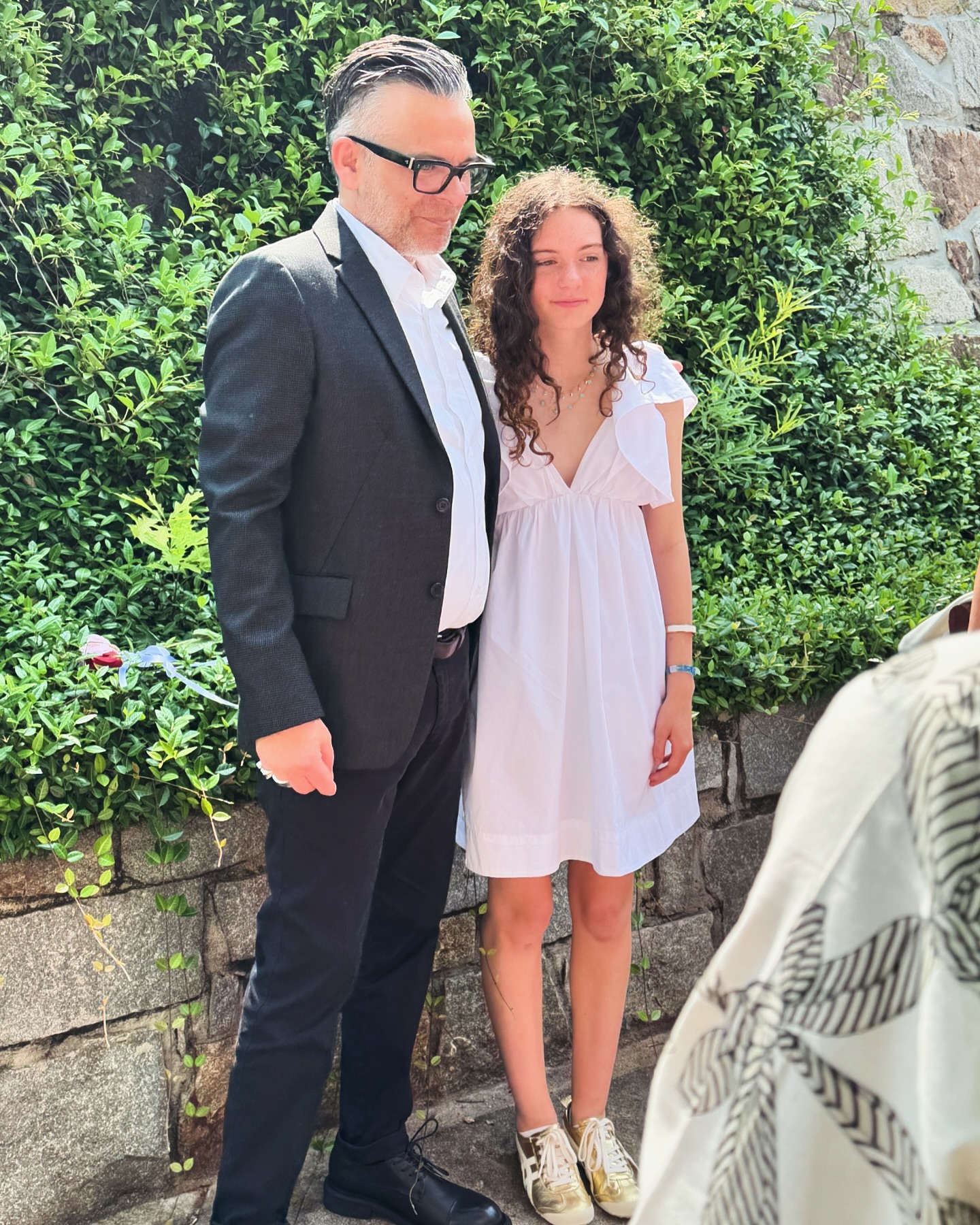 Sam Fogarino and daughter Francesca "Frankie" standing together outdoors.