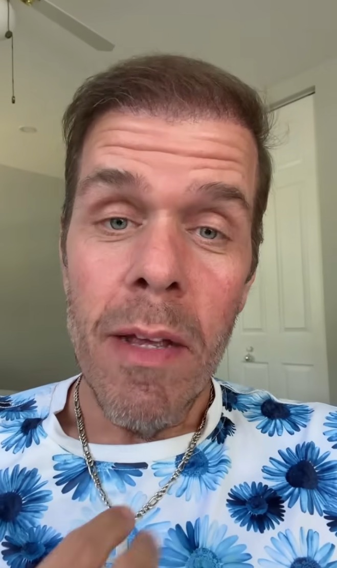 Perez Hilton talking to the camera.